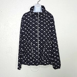 Men's Karl Lagerfeld KL Monogram Logo Packable Hooded Zip Up Jacket XL